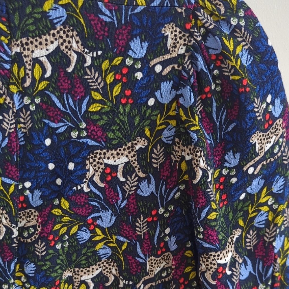 Boden Navy Cheetah Animal Print Shirtdress Maxi Length 8 - Picture 6 of 9